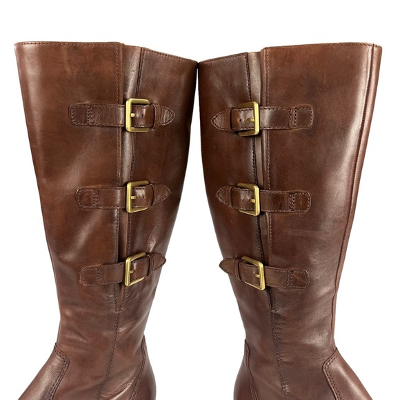 Ecco Hobart Brown Tall‎ Leather Riding Buckle Moto Equestrian Boots EU38 US7-7.5 - Picture 7 of 15